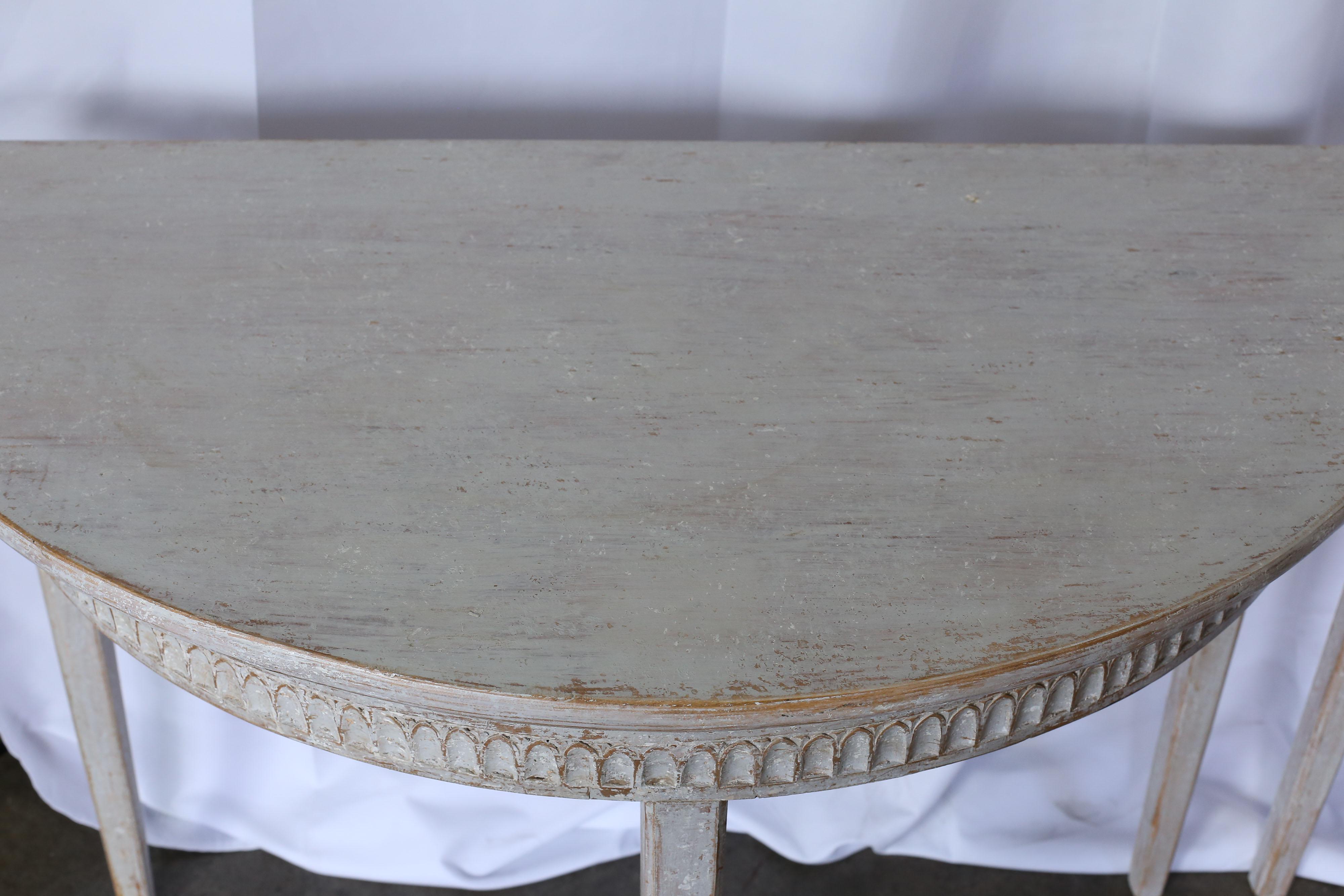 Pair of 19th Century Gustavian Demilune Tables In Good Condition In Houston, TX