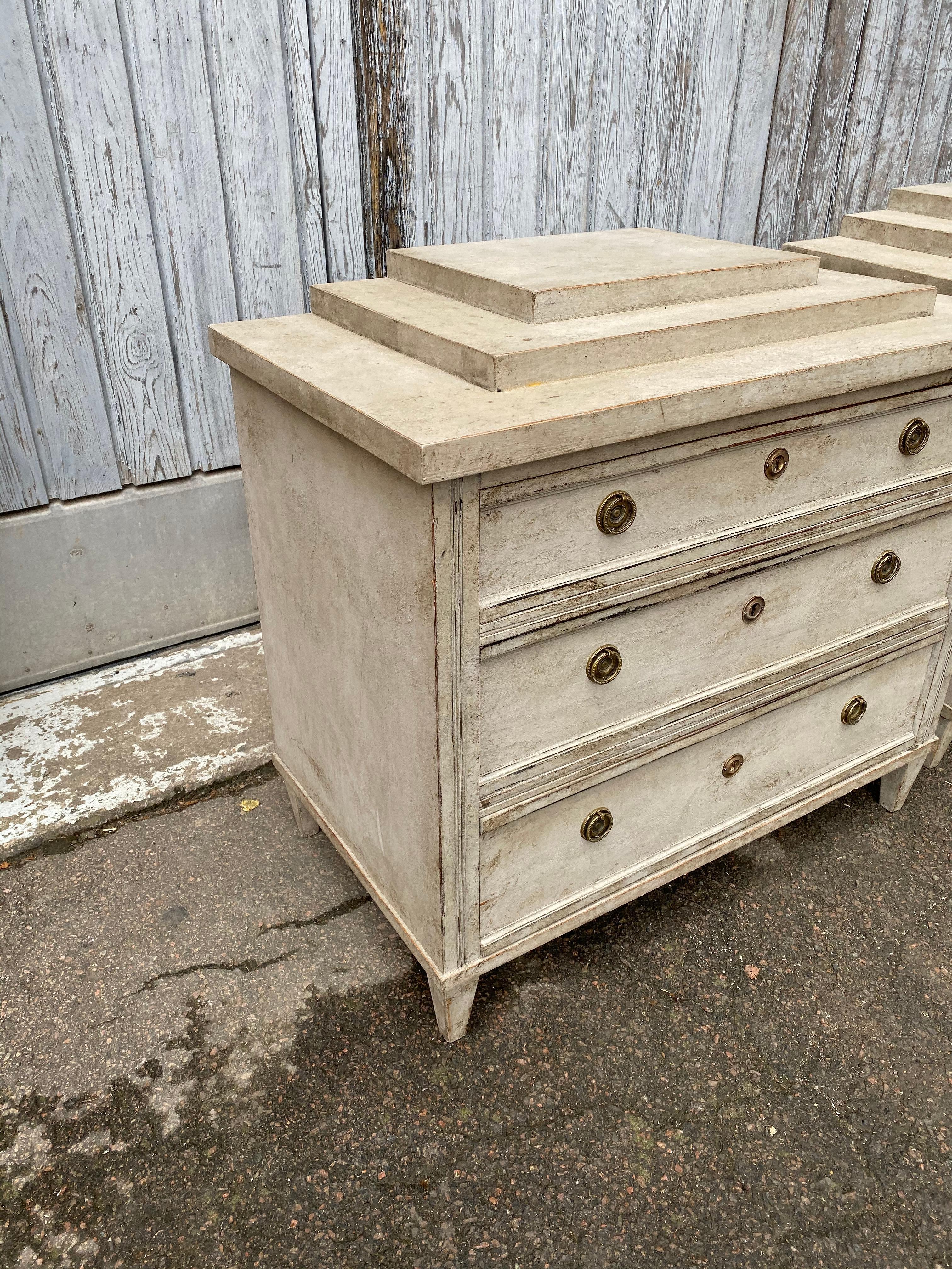 Pine Pair Of Gustavian Style Painted Chest of Drawers