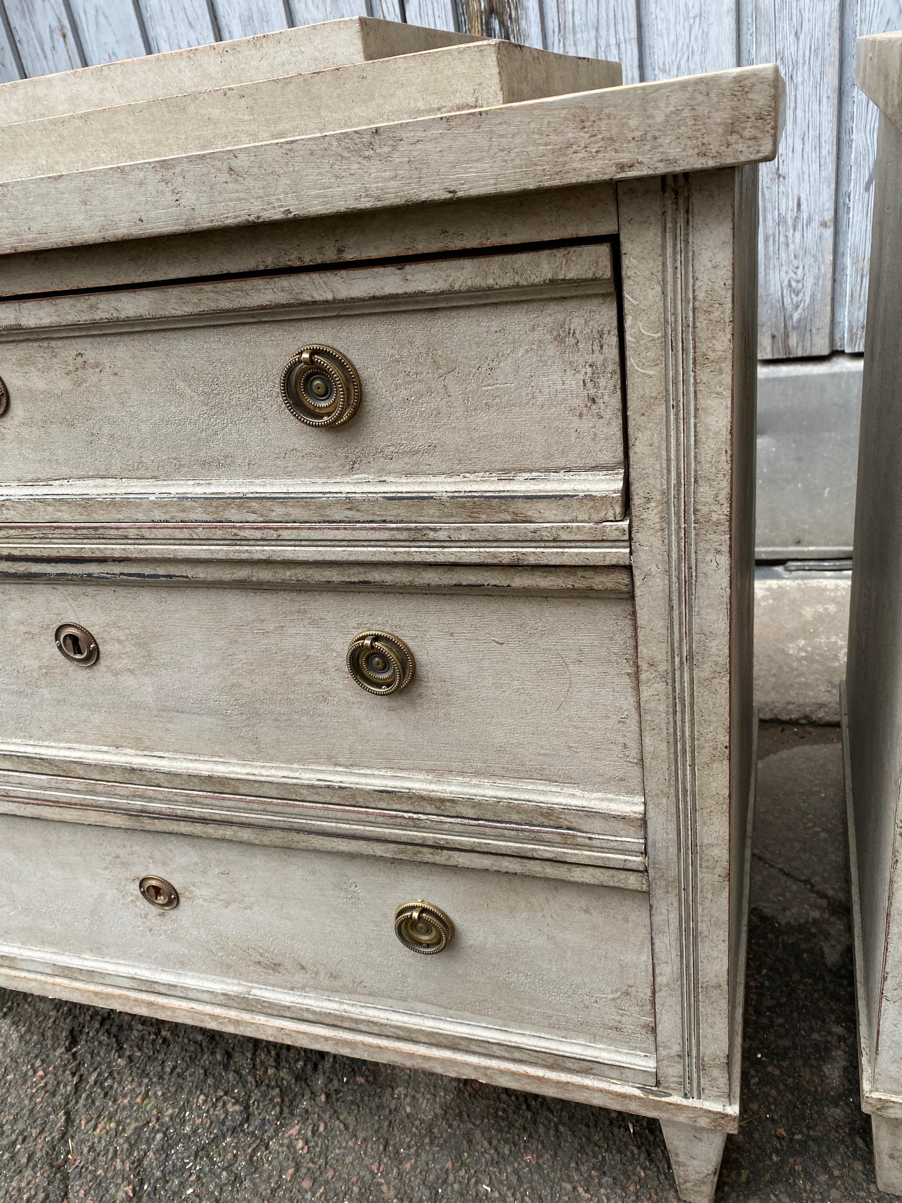 Pair Of Gustavian Style Painted Chest of Drawers 2