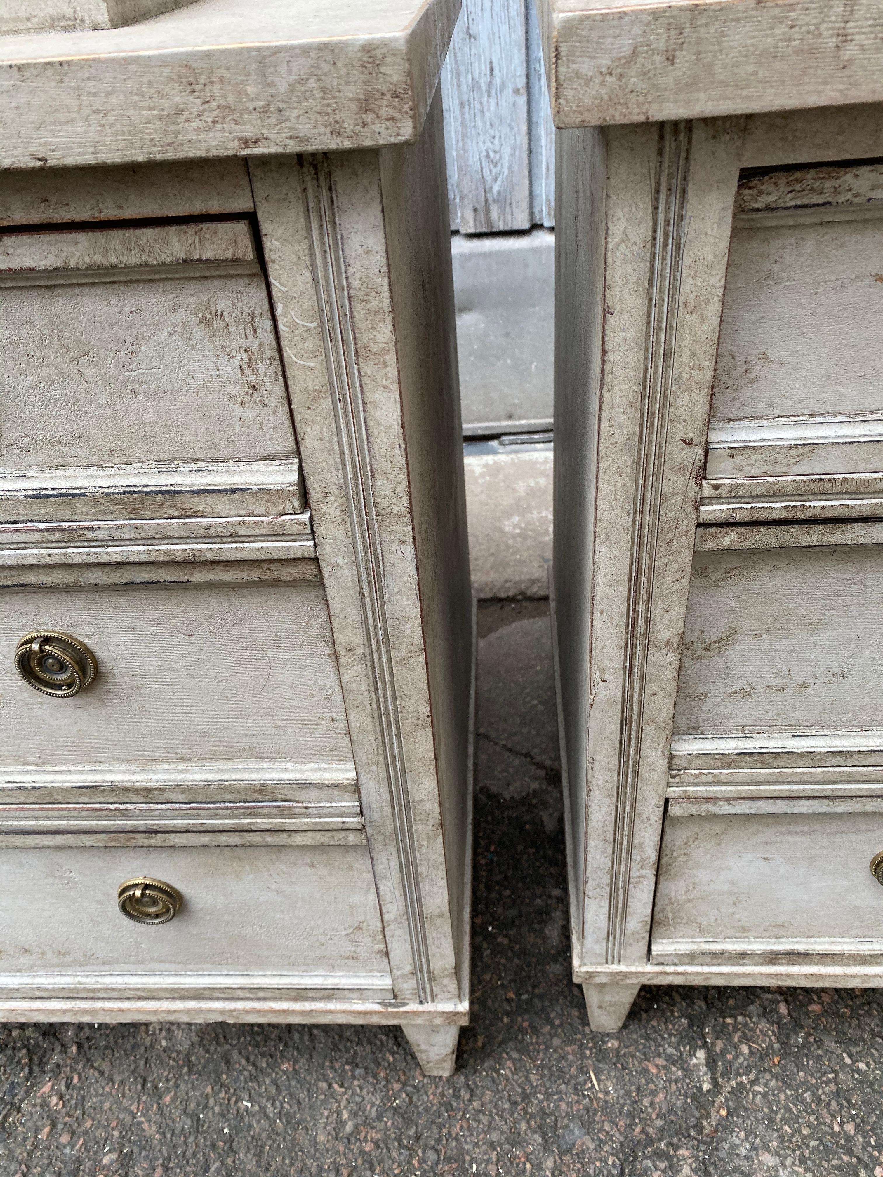 Swedish Pair Of Gustavian Style Painted Chest of Drawers