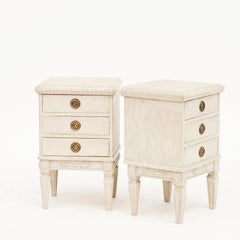 Pair of 19th Century Gustavian Style Pine Painted Nightstands or End Tables