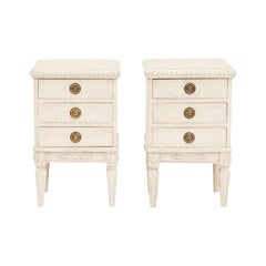 Pair of 19th Century Gustavian Style Pine Painted Nightstands or End Tables