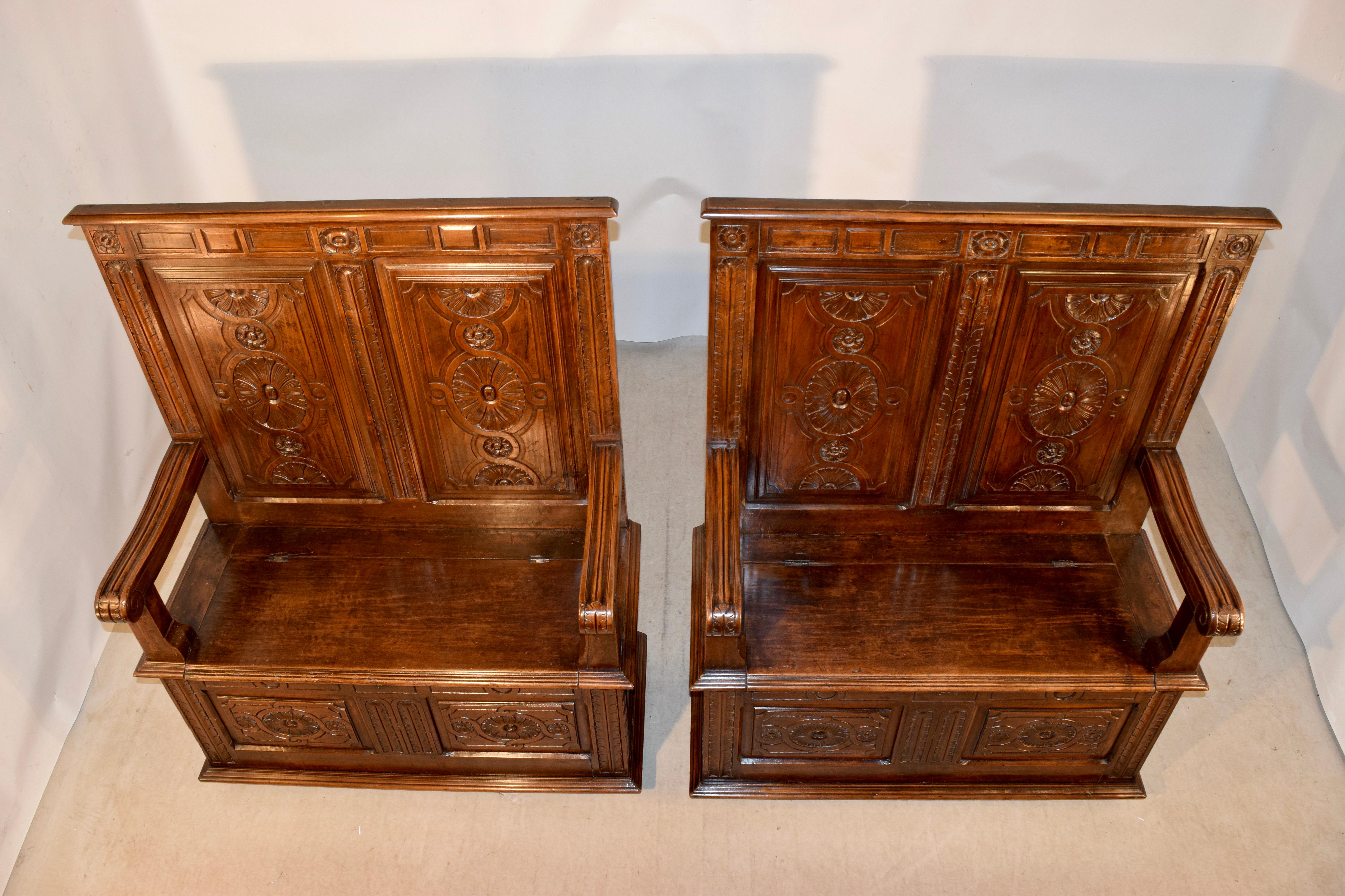 Pair of 19th Century Hall Benches 4