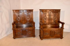 Pair of 19th Century Hall Benches