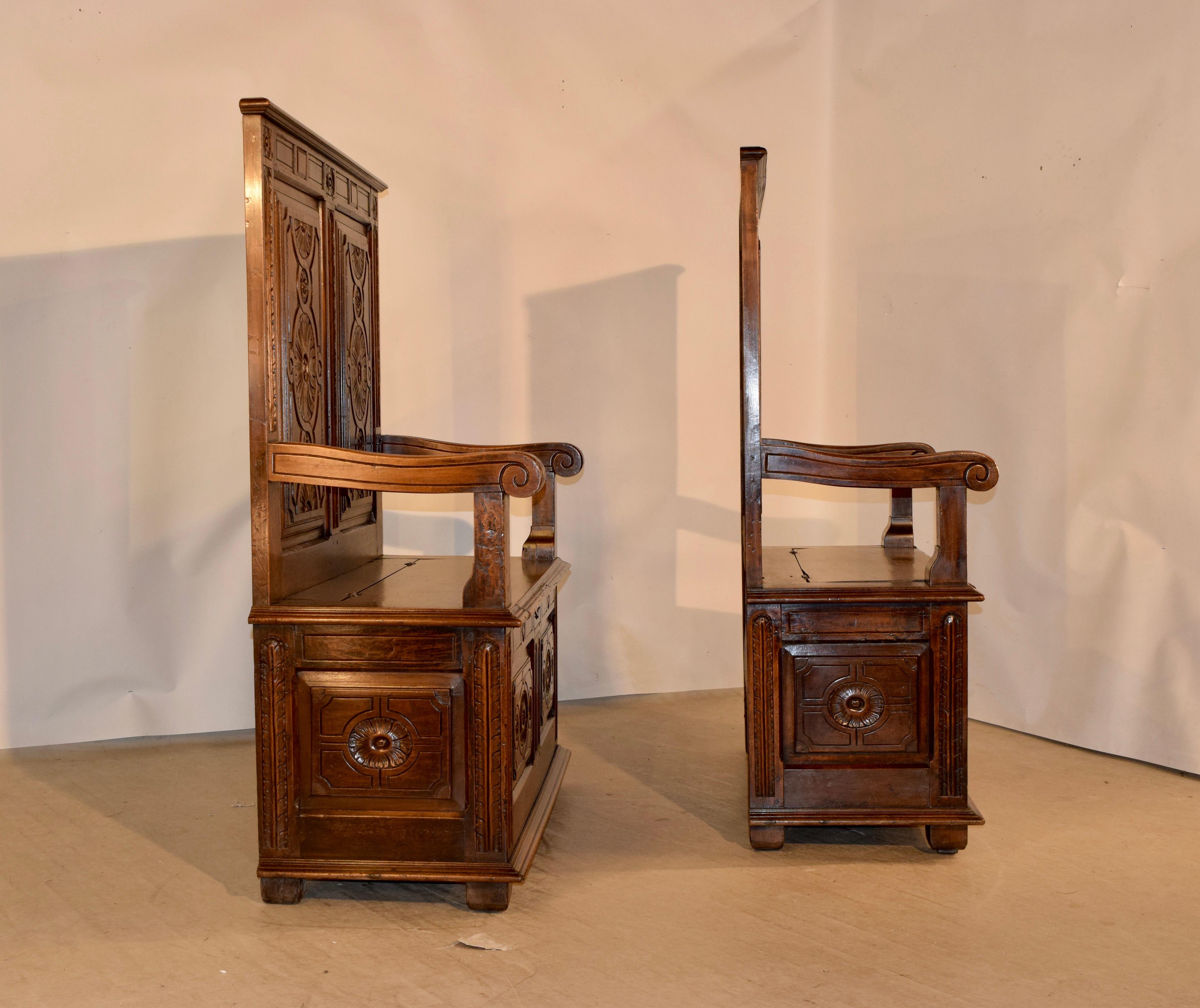Pair of 19th Century Hall Benches 1