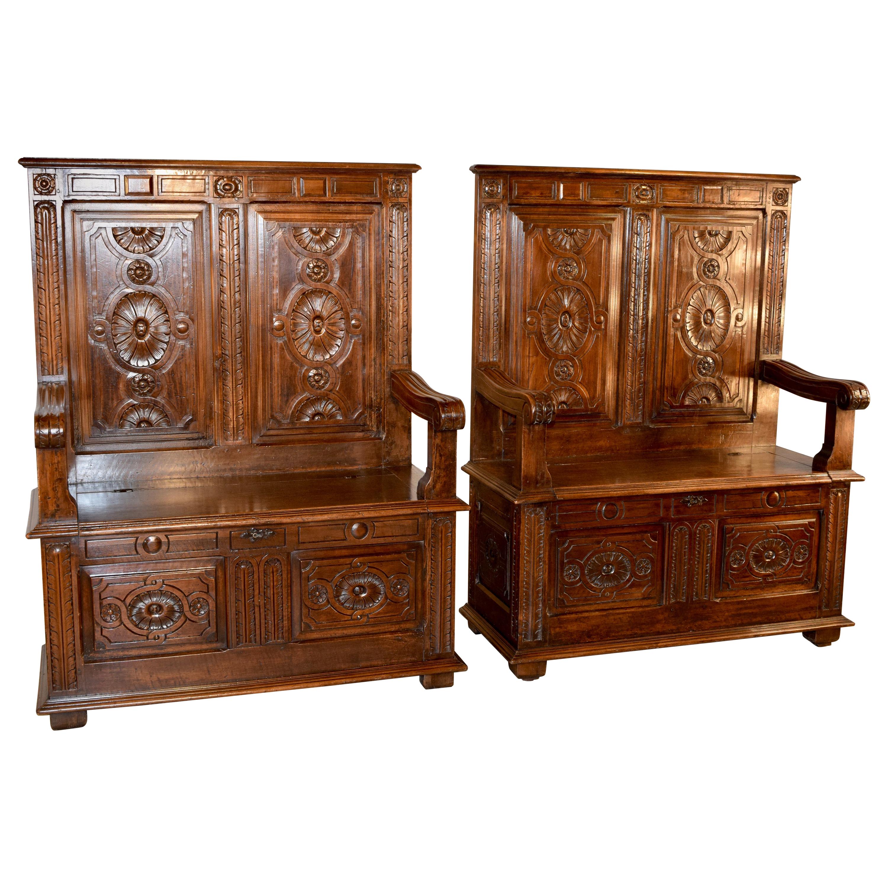 Pair of 19th Century Hall Benches