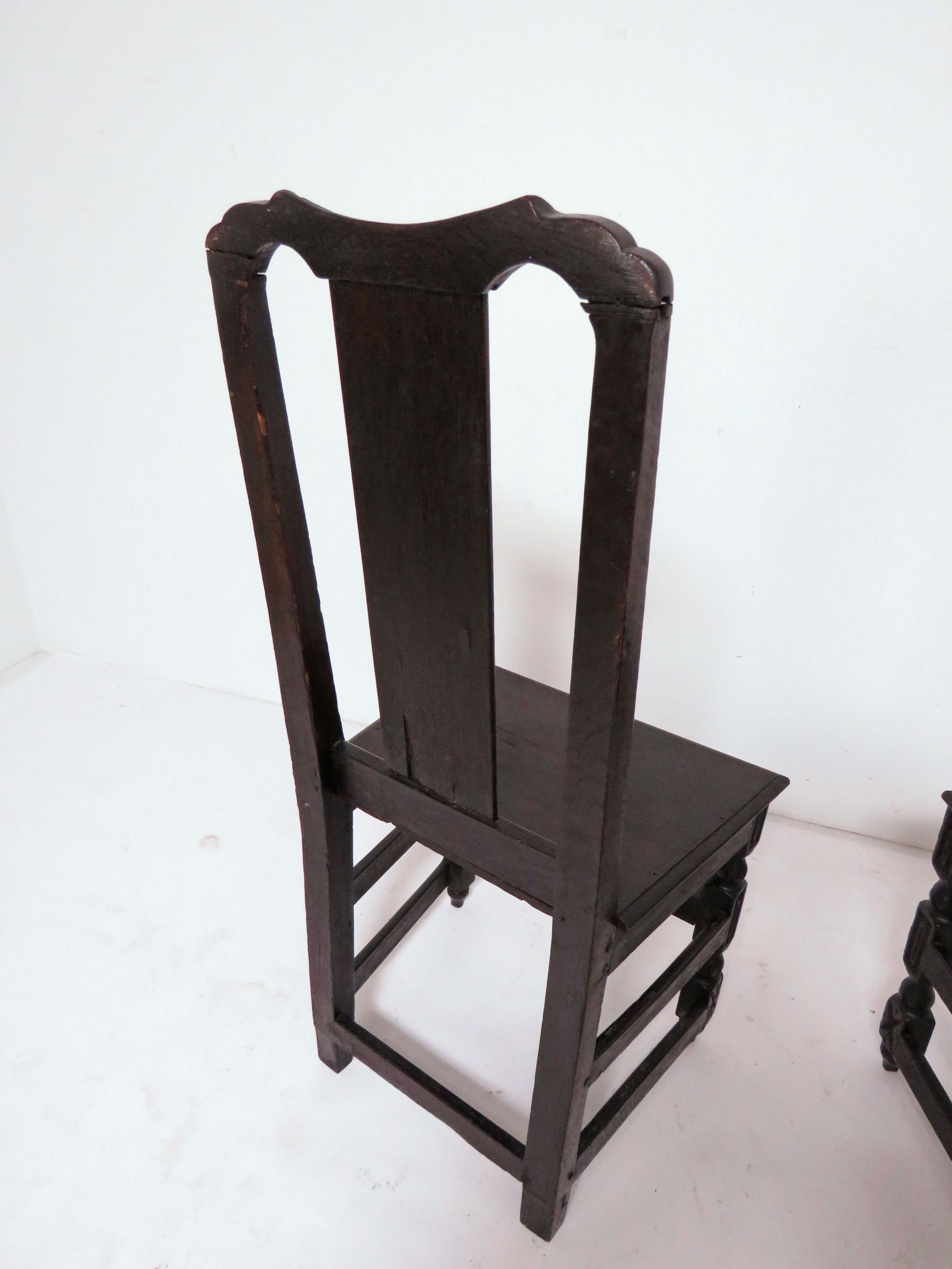 Pair of 19th Century Hand Carved Flemish Side Chairs For Sale 5