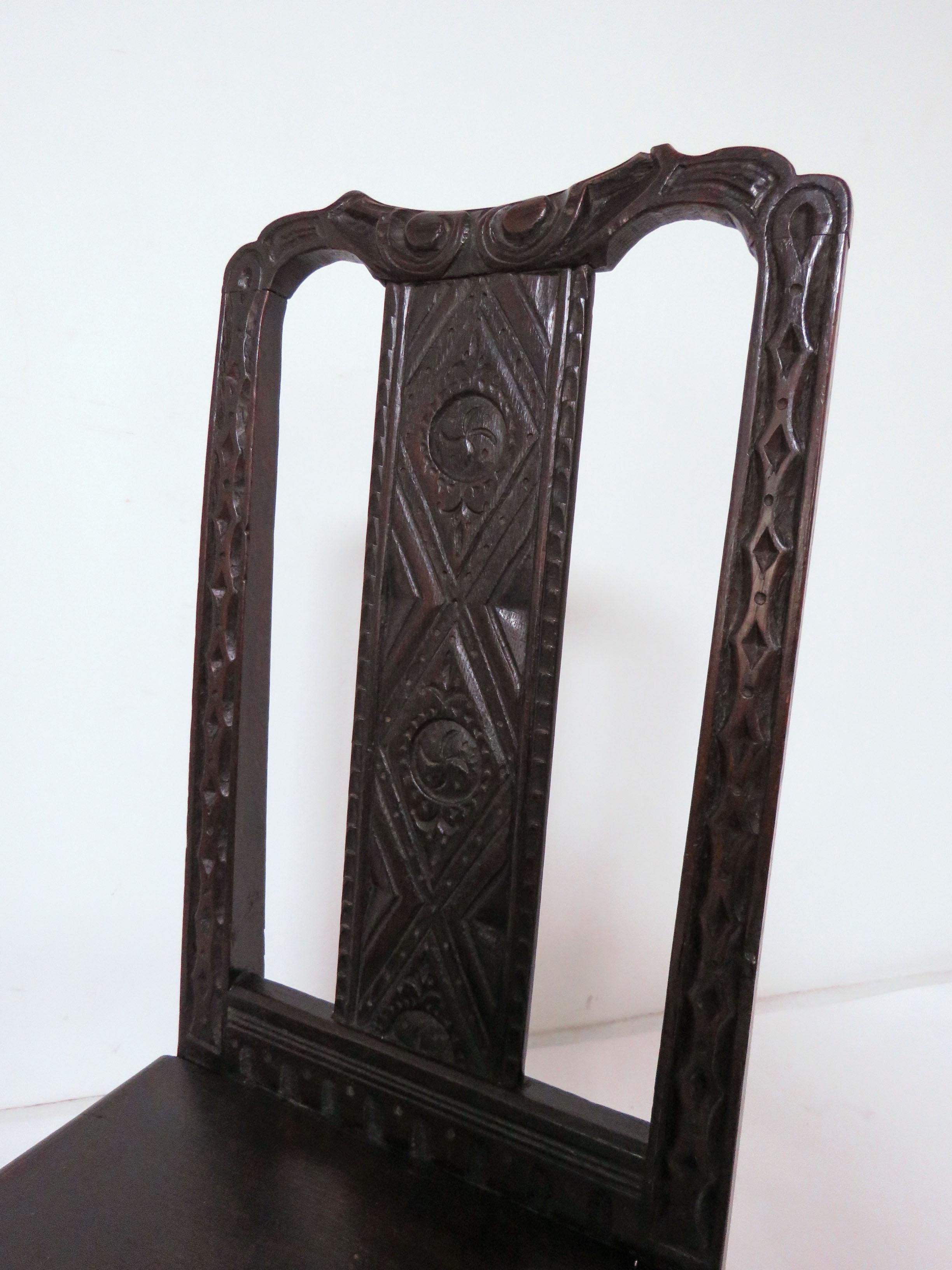 Belgian Pair of 19th Century Hand Carved Flemish Side Chairs For Sale