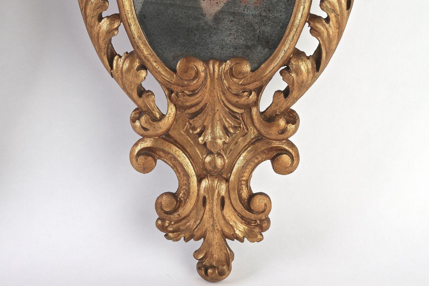 Pair of 19th Century Hand Carved Gilt Wall Mirrors, Italy, Ca. 1850 For Sale 3