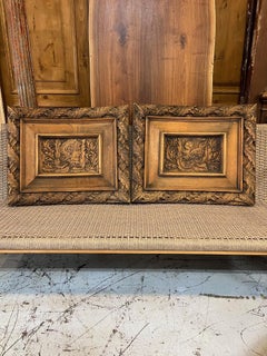 Pair of 19th Century Hand Carved Wood Cabinet Door Panels