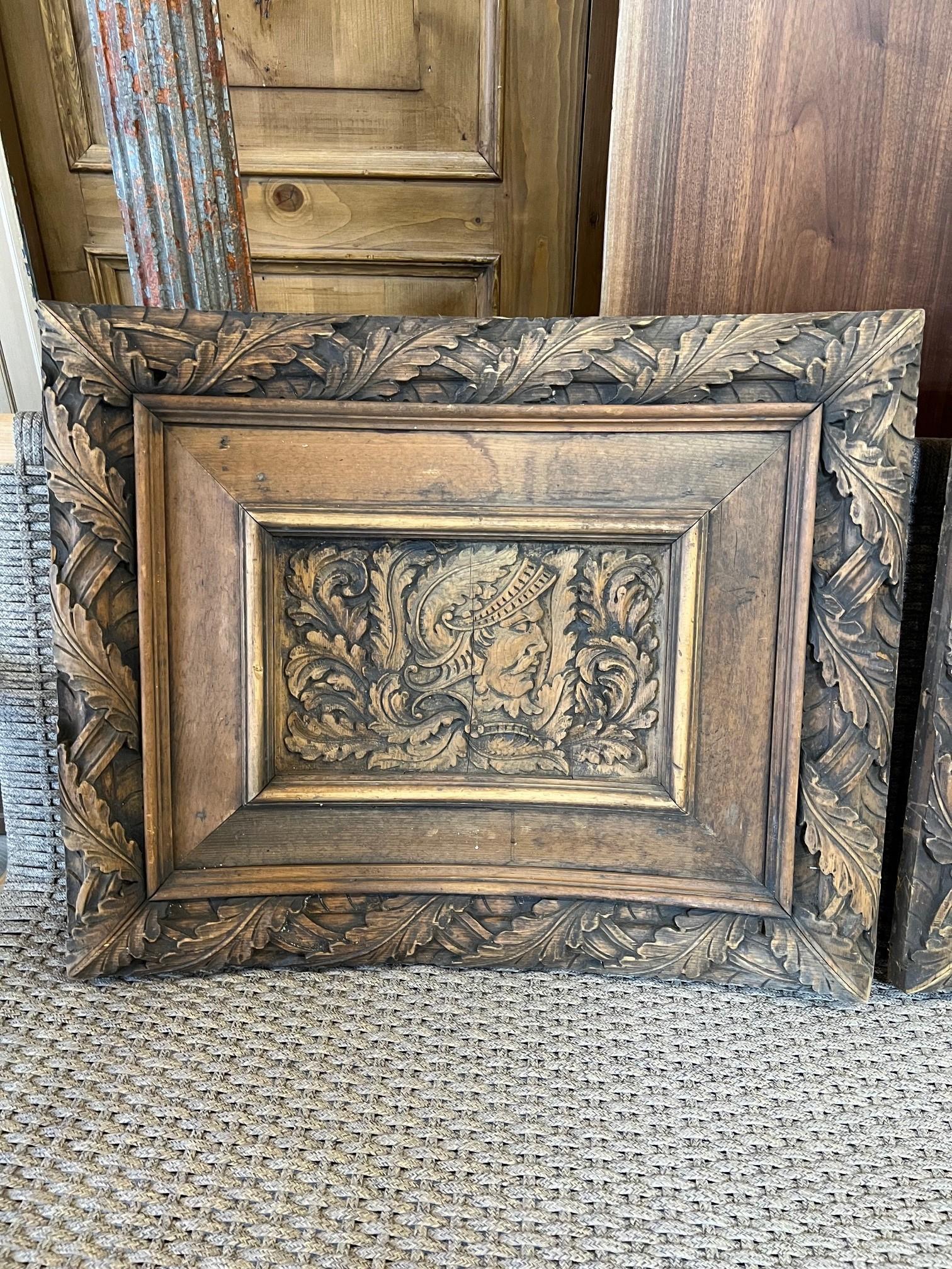 Sculpté Paire de panneaux de porte d'armoire en bois sculpté à la main du 19e siècle en vente