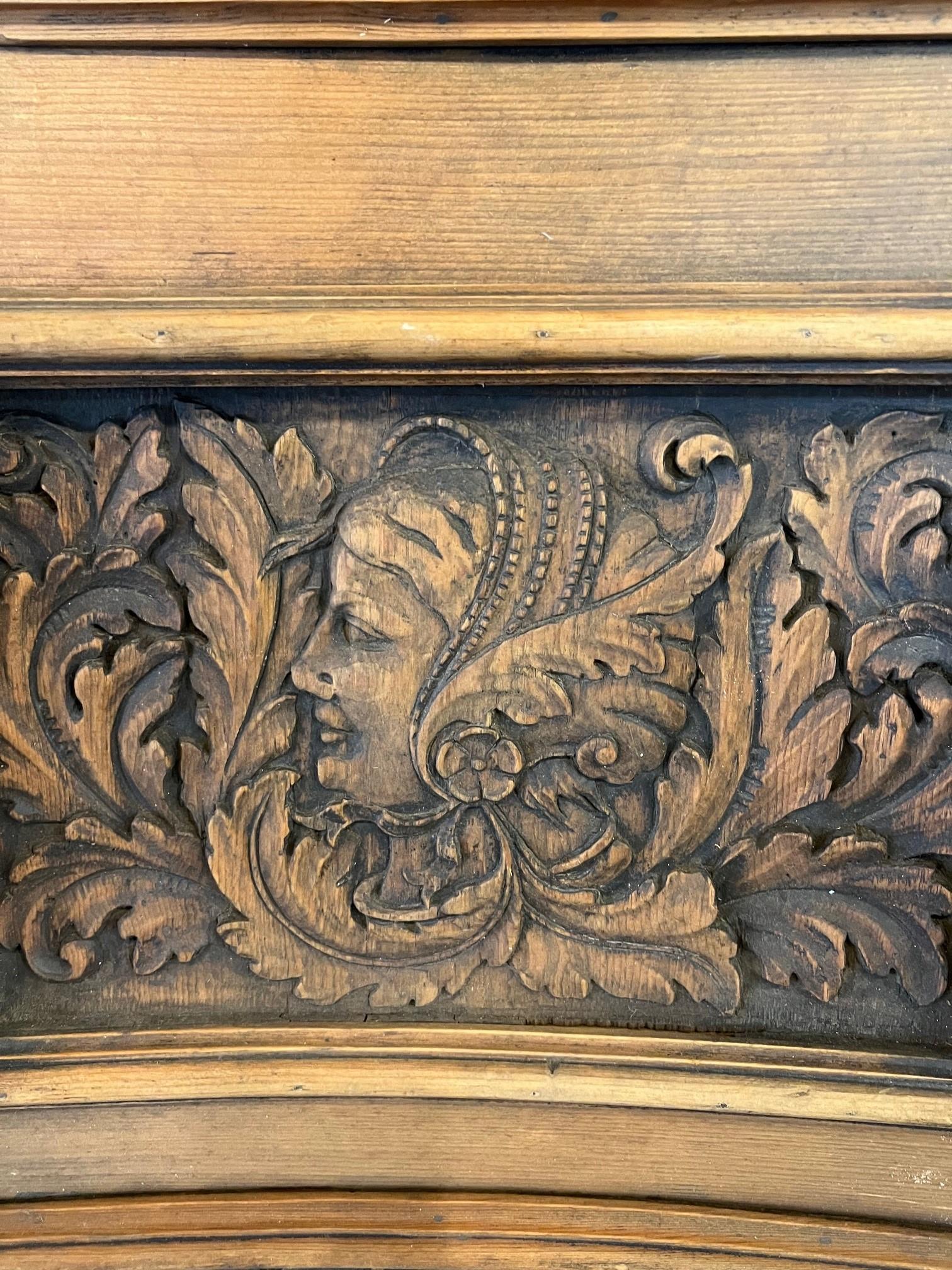 Paire de panneaux de porte d'armoire en bois sculpté à la main du 19e siècle Bon état - En vente à Stamford, CT