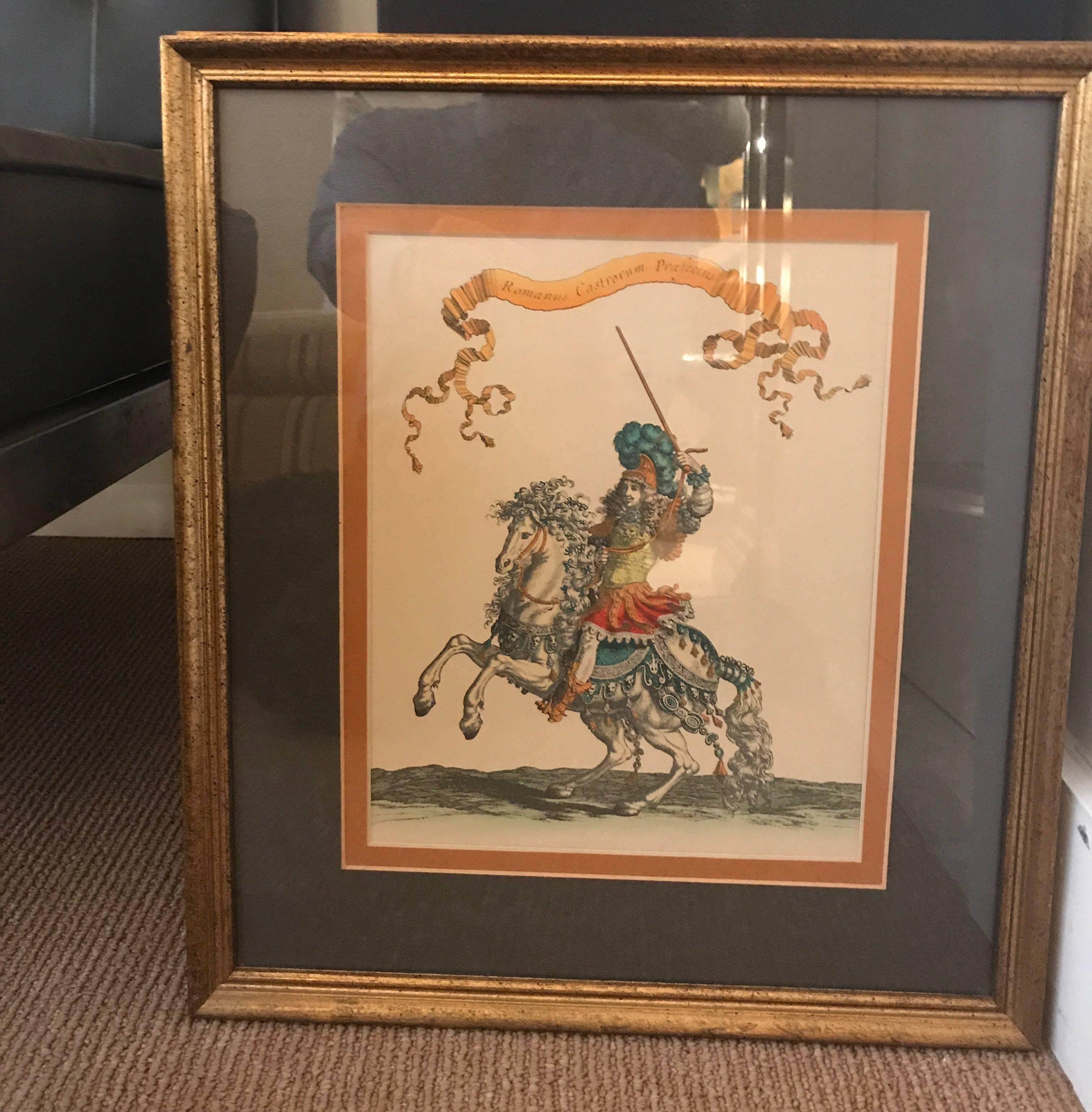 European Pair of 19th Century Hand Colored Engravings, Framed