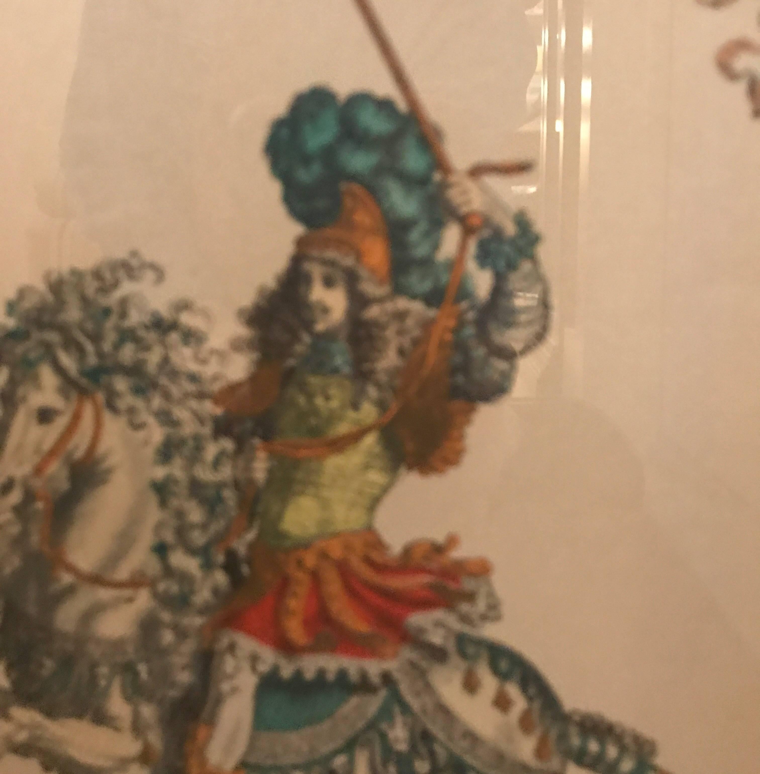 Paire de gravures colorées à la main du 19ème siècle, encadrées Excellent état - En vente à Lambertville, NJ