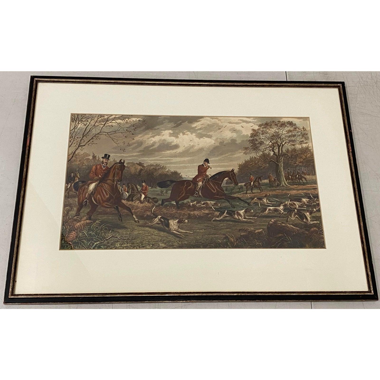 Pair of 19th century hand colored equestrian fox hunt engravings

Each hand colored print measures 24