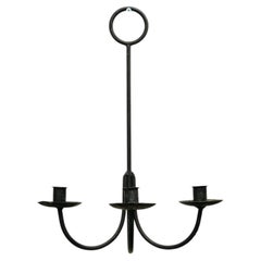 Pair of 19th Century Hand-Forged Iron Three-Light Wall Candelabras
