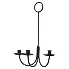 Pair of 19th Century Hand-Forged Iron Three-Light Wall Candelabras