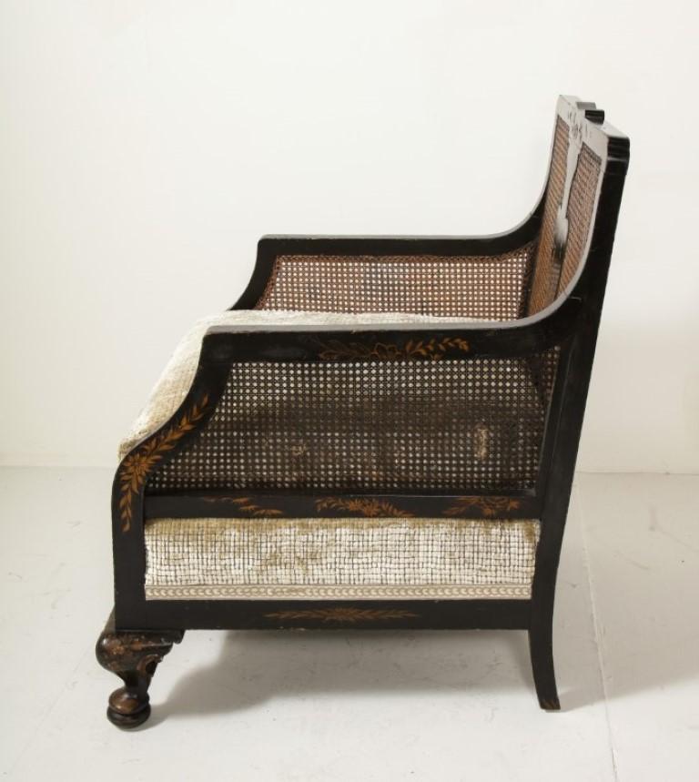 Paar handbemalte, ebonisierte Chinoiserie-Stühle aus dem 19. Jahrhundert im Angebot 5