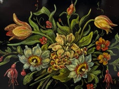 Pair of 19th Century Hand Painted Floral Bouquet Fixed Fans