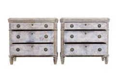 Pair of 19th century hand painted pine Swedish chest of drawers
