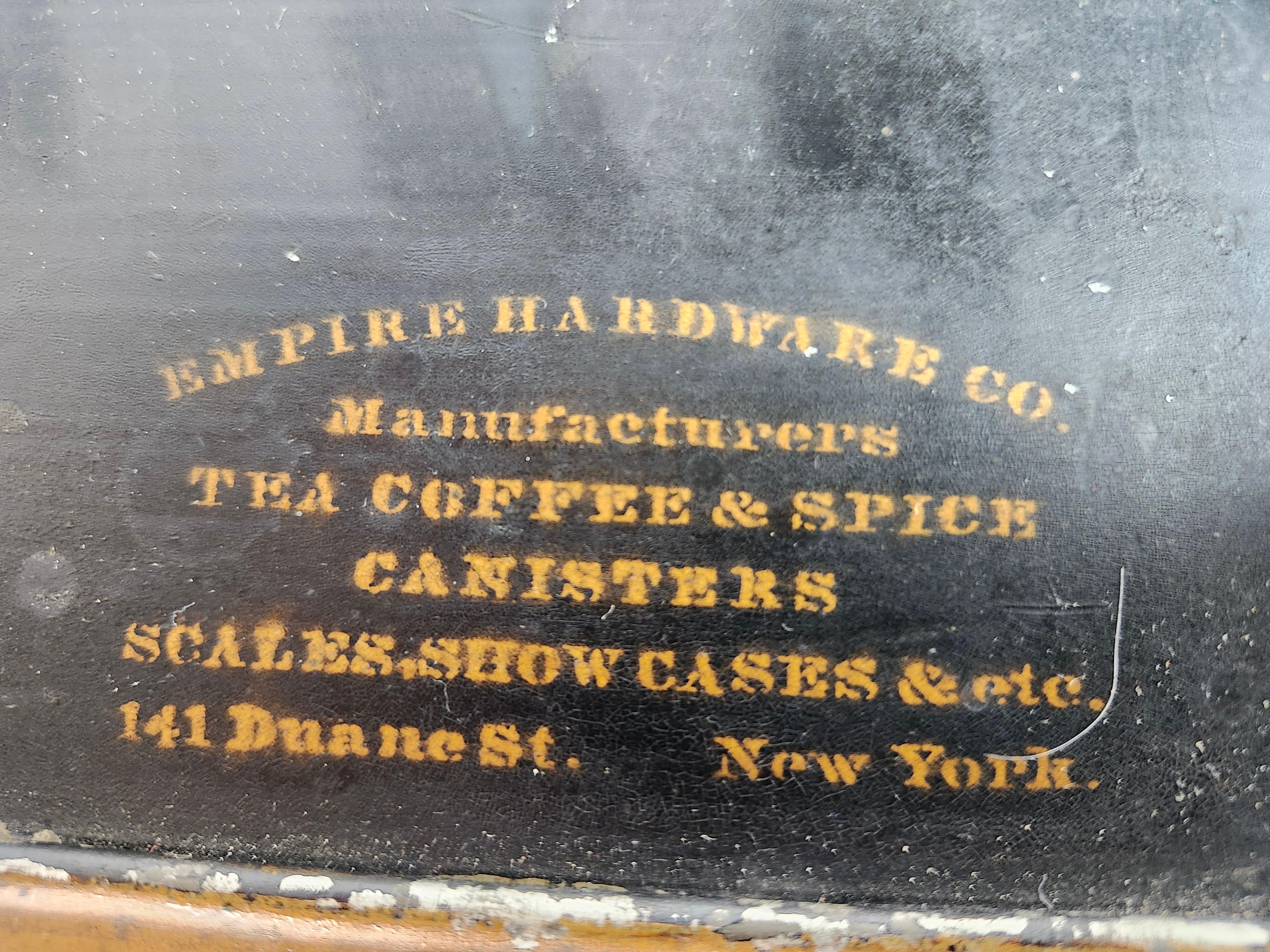 Pair of 19th Century Hand Painted Store Counter Bins Signed Duane St NYC For Sale 3