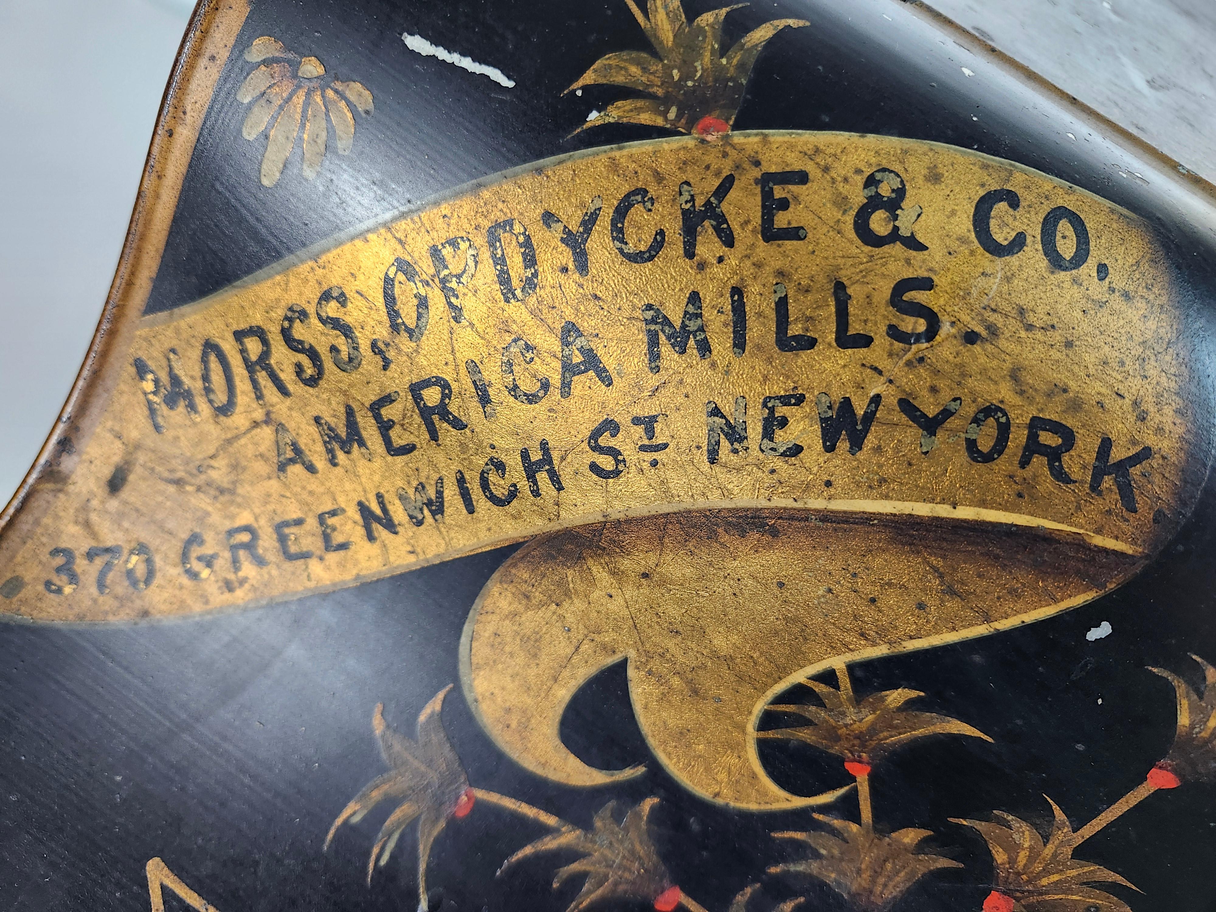 Pair of 19th Century Hand Painted Store Counter Bins Signed Duane St NYC For Sale 4