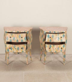 Pair of 19th Century Hand Painted Venetian Bombe Commodes
