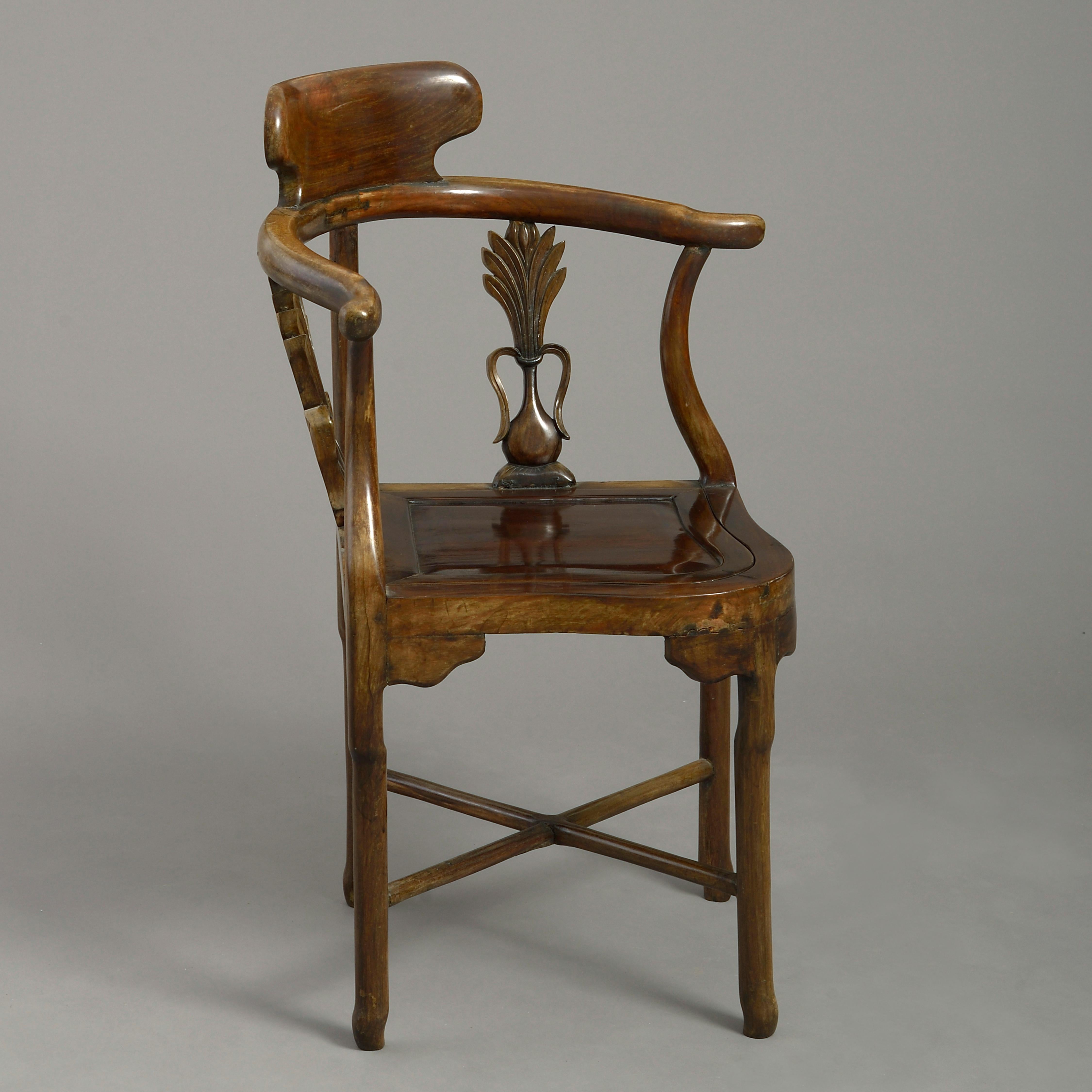 Pair of 19th Century Hardwood Corner Armchairs In Good Condition In London, GB