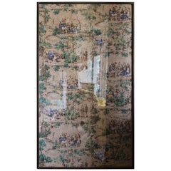 Antique Pair of 19th Century Hemp Back Wallpapers