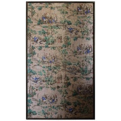 Pair of 19th Century Hemp Back Wallpapers, Framed, Decorative Design