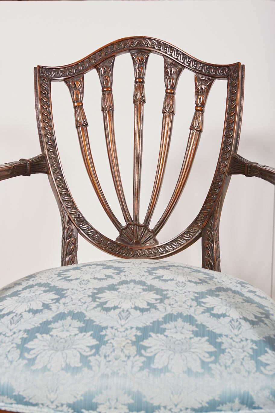 Mahogany Pair of 19th Century Hepplewhite Style Armchairs