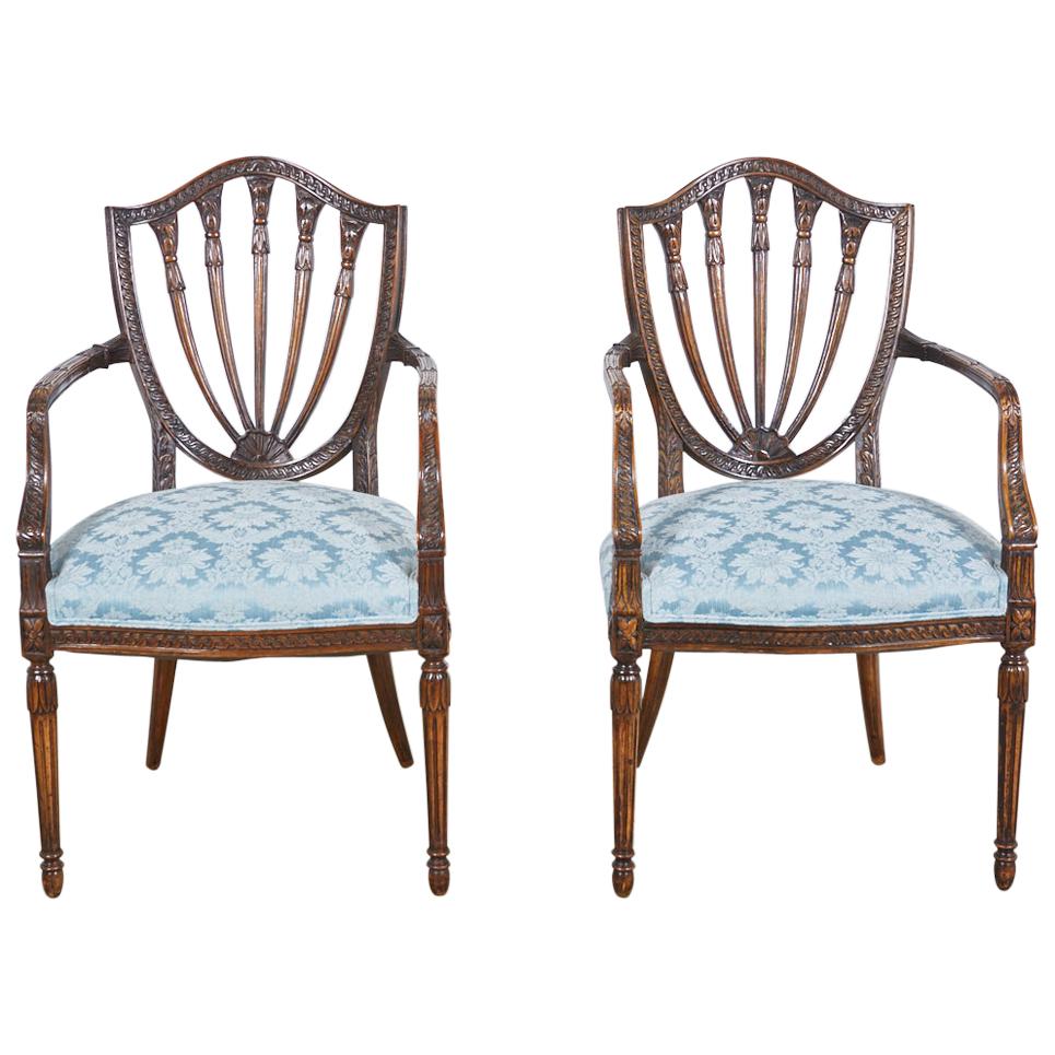 Pair of 19th Century Hepplewhite Style Armchairs