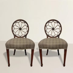 Pair of 19th Century Hepplewhite Style Spiderweb Back Chairs