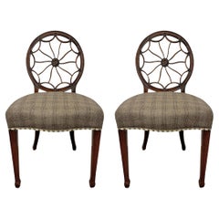 Pair of 19th Century Hepplewhite Style Spiderweb Back Chairs