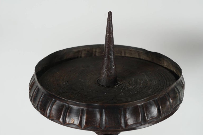 Pair of 19th Century Hollow Cast Bronze Austrian Pricket Candlesticks