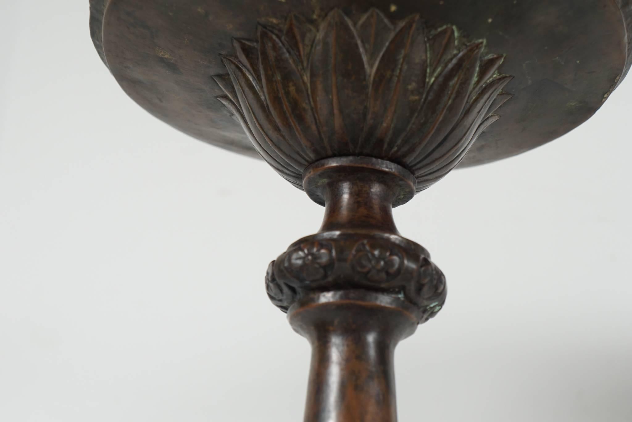 Pair of 19th Century Hollow Cast Bronze Austrian Pricket Candlesticks 4