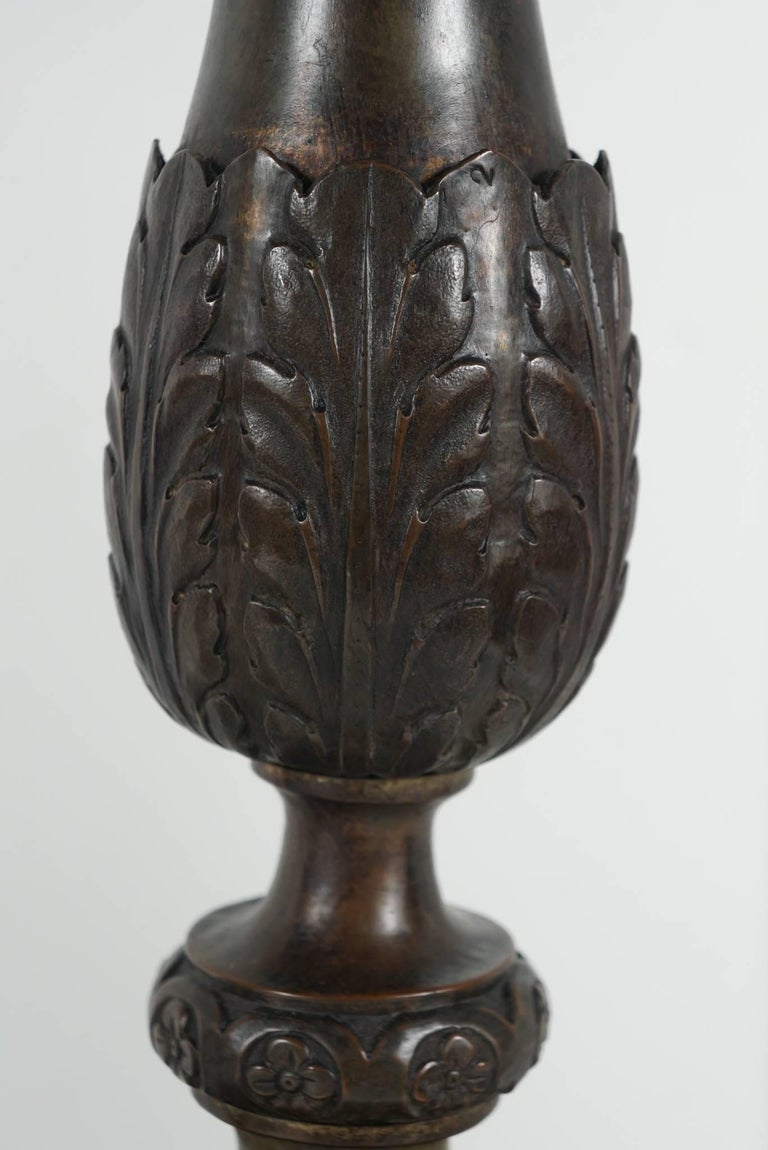 Pair of 19th Century Hollow Cast Bronze Austrian Pricket Candlesticks