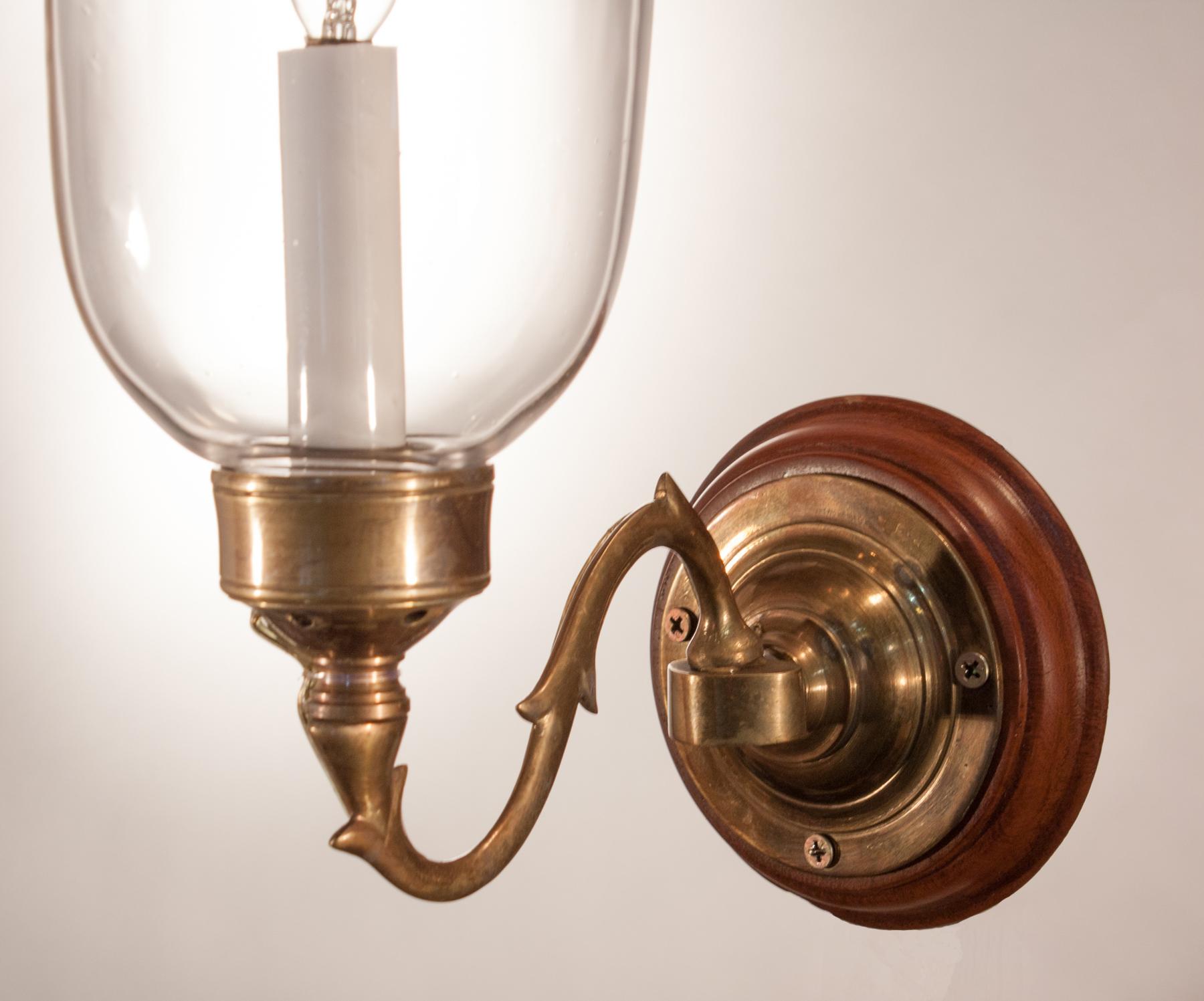 Pair of 19th Century Hurricane Shade Wall Sconces 1