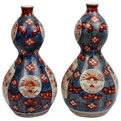 Pair of 19th Century Imari Double Gourd Vases