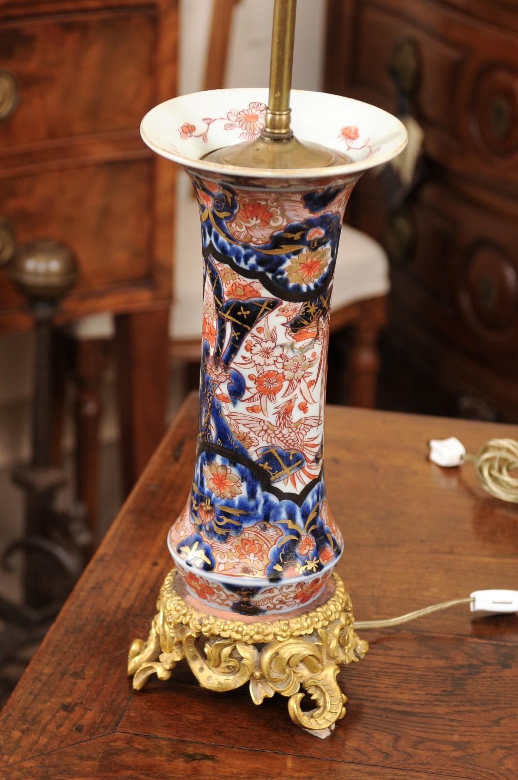 Pair of 19th Century Imari Porcelain Vases with Later Gilt Mounts, Wired as Lamp 4