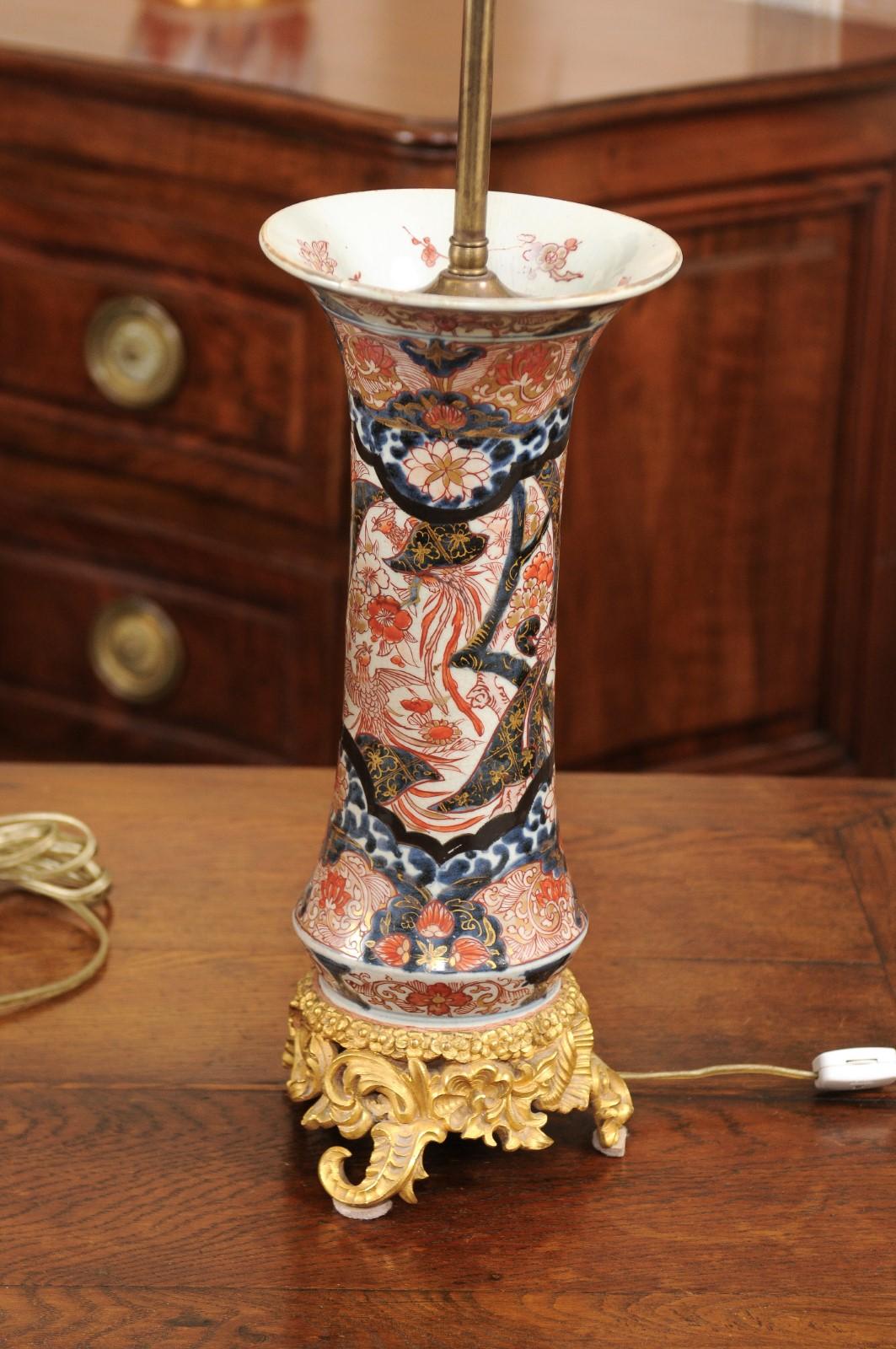 Pair of 19th Century Imari Porcelain Vases with Later Gilt Mounts, Wired as Lamp 5