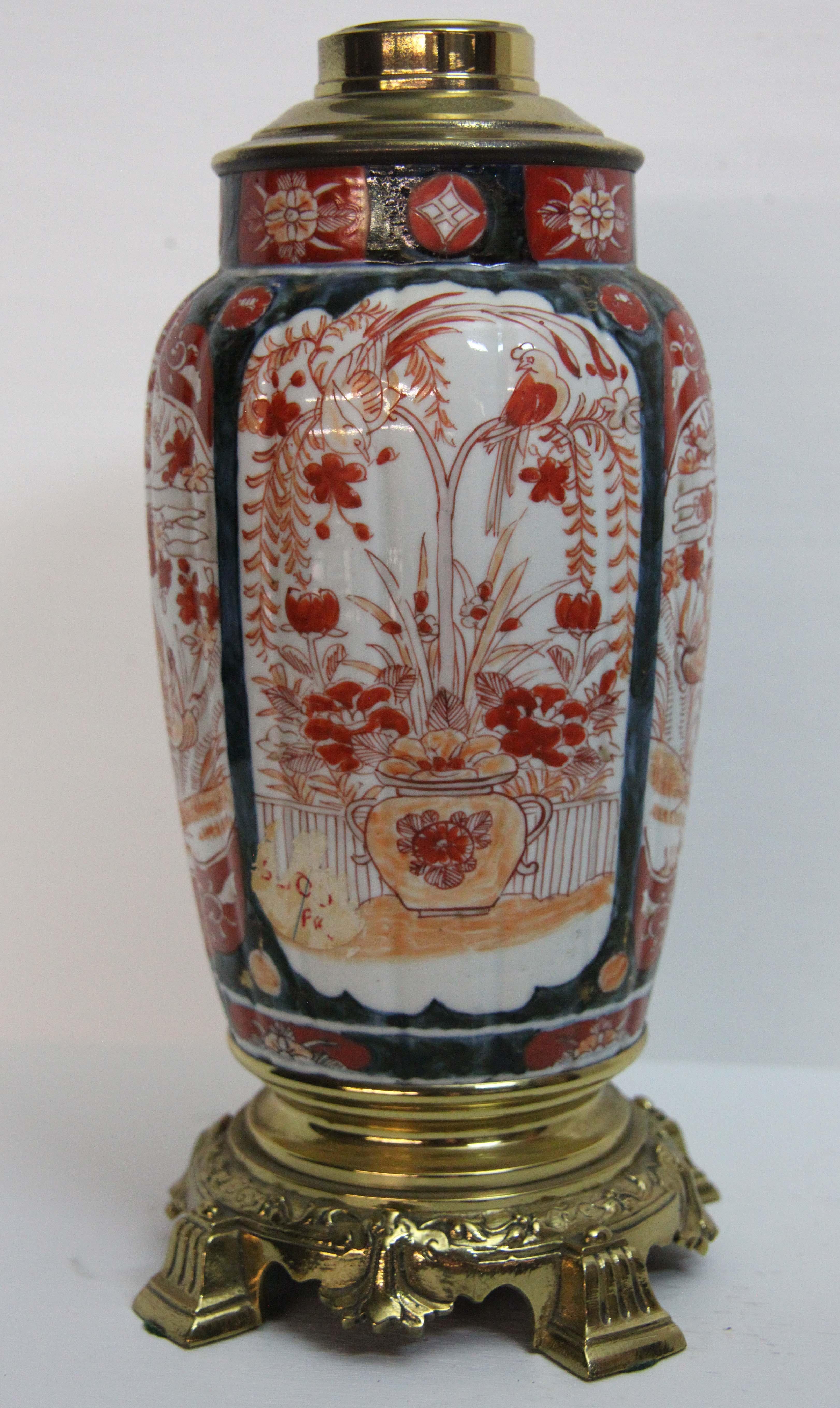 Hand-Painted Pair of 19th Century Imari Vase Lamps