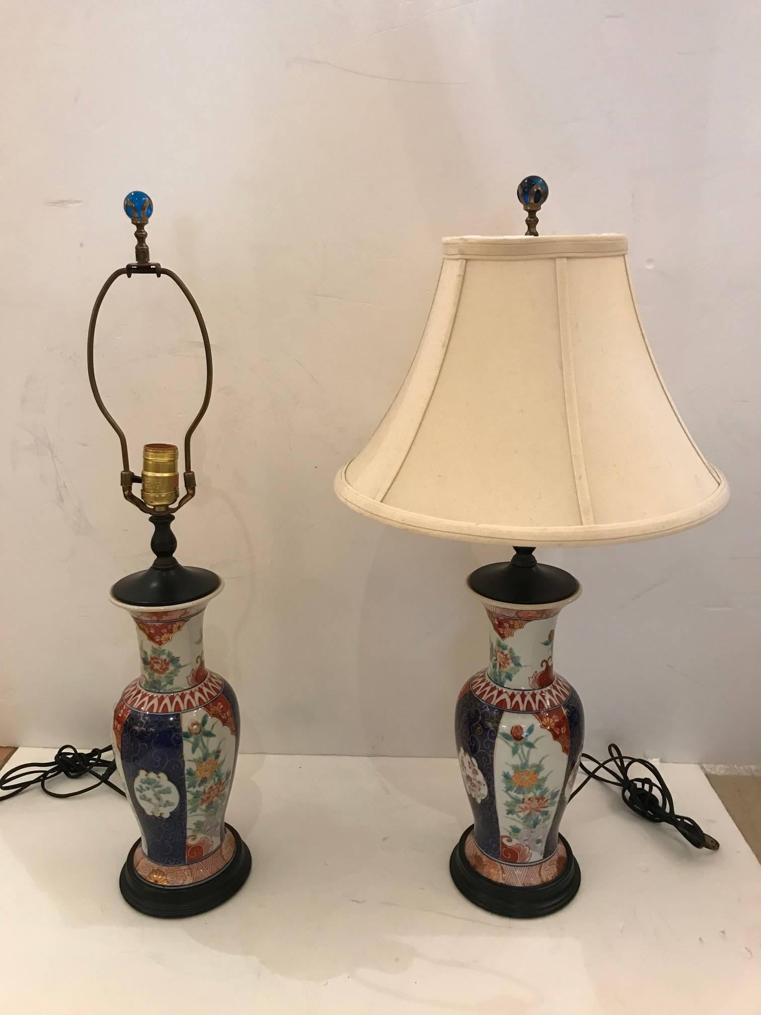 Japanese Pair of 19th Century Imari Vase Shaped Table Lamps