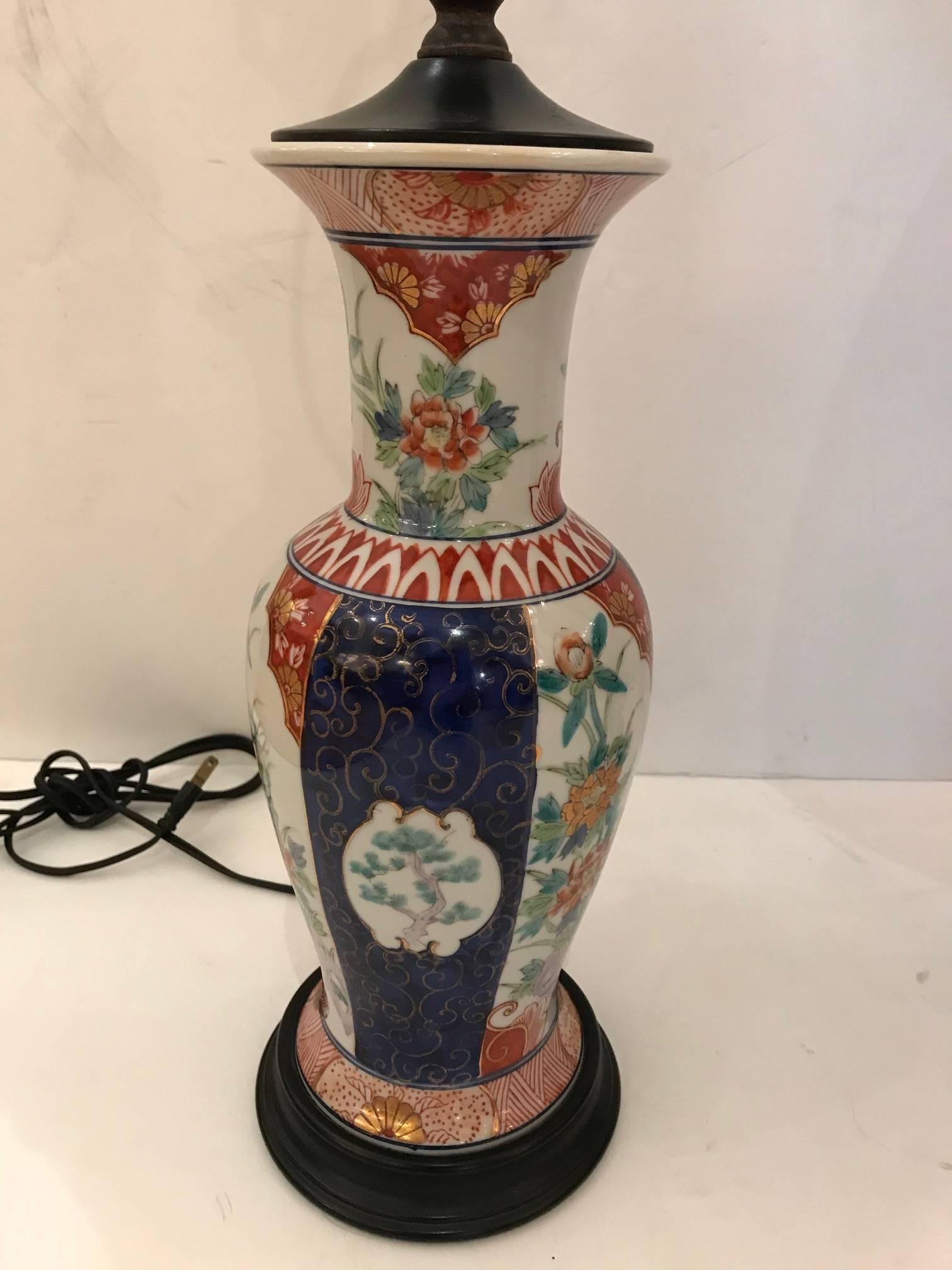 Pair of 19th Century Imari Vase Shaped Table Lamps 1