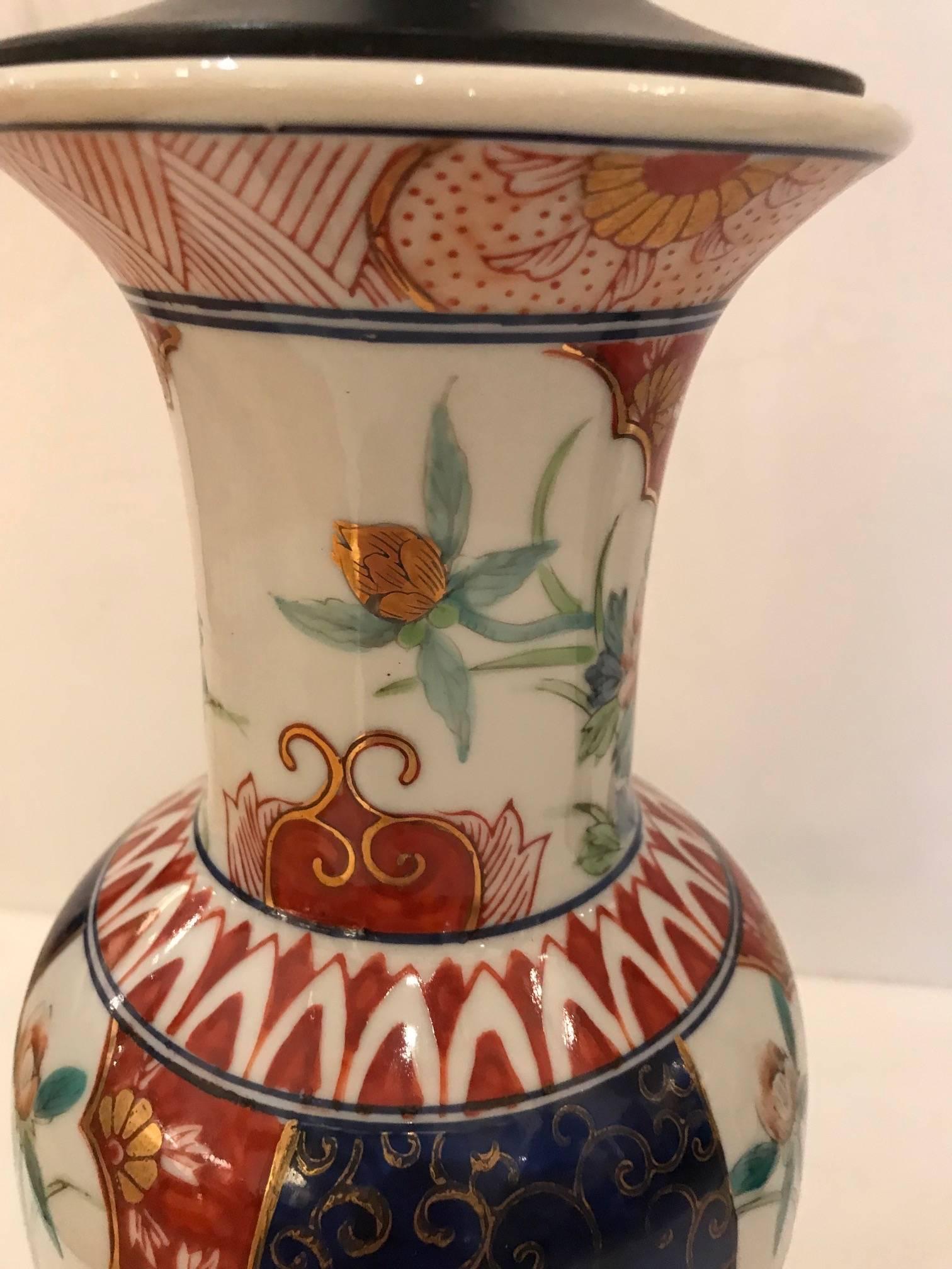 Pair of 19th Century Imari Vase Shaped Table Lamps 2