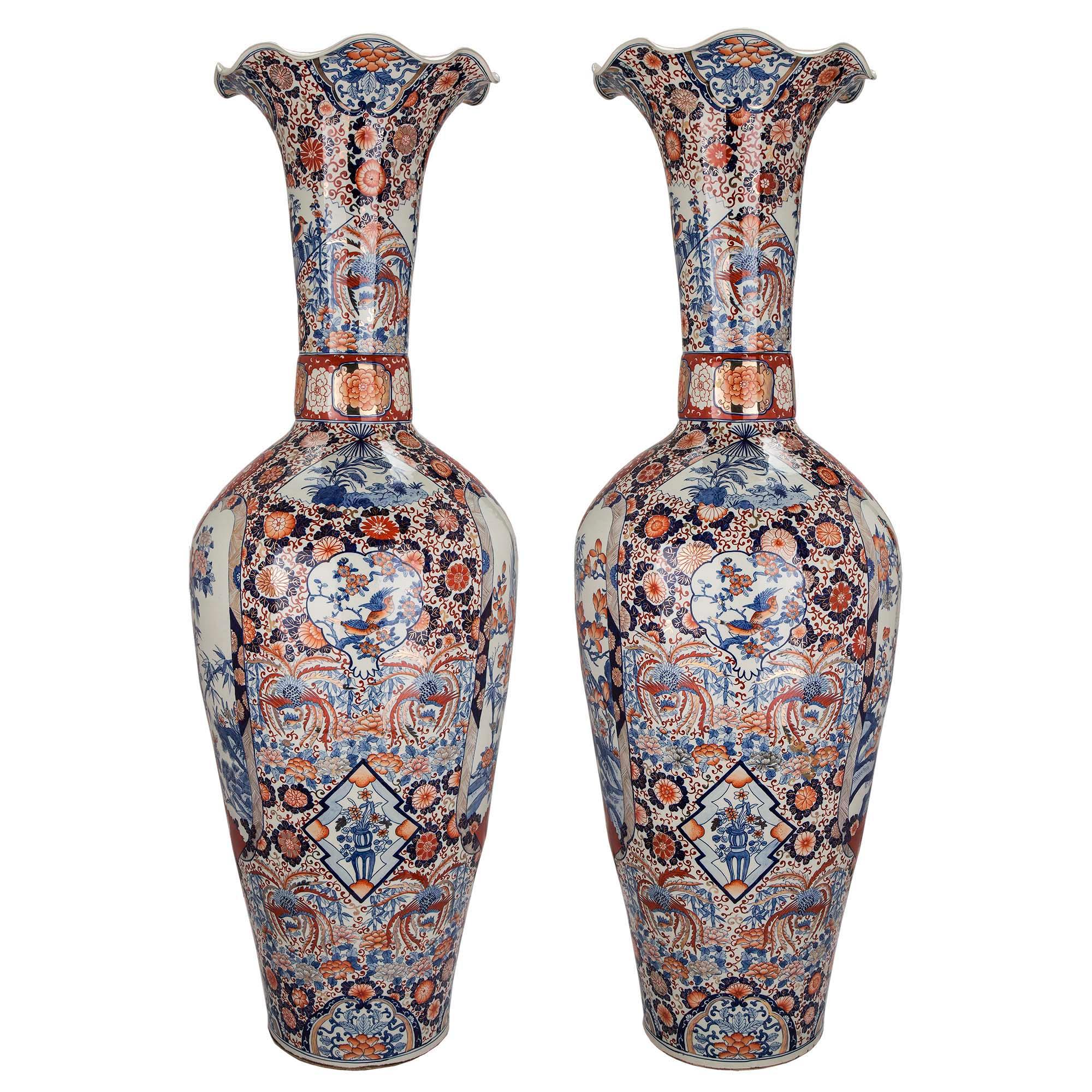 Asian Pair of 19th Century Imari Vases For Sale
