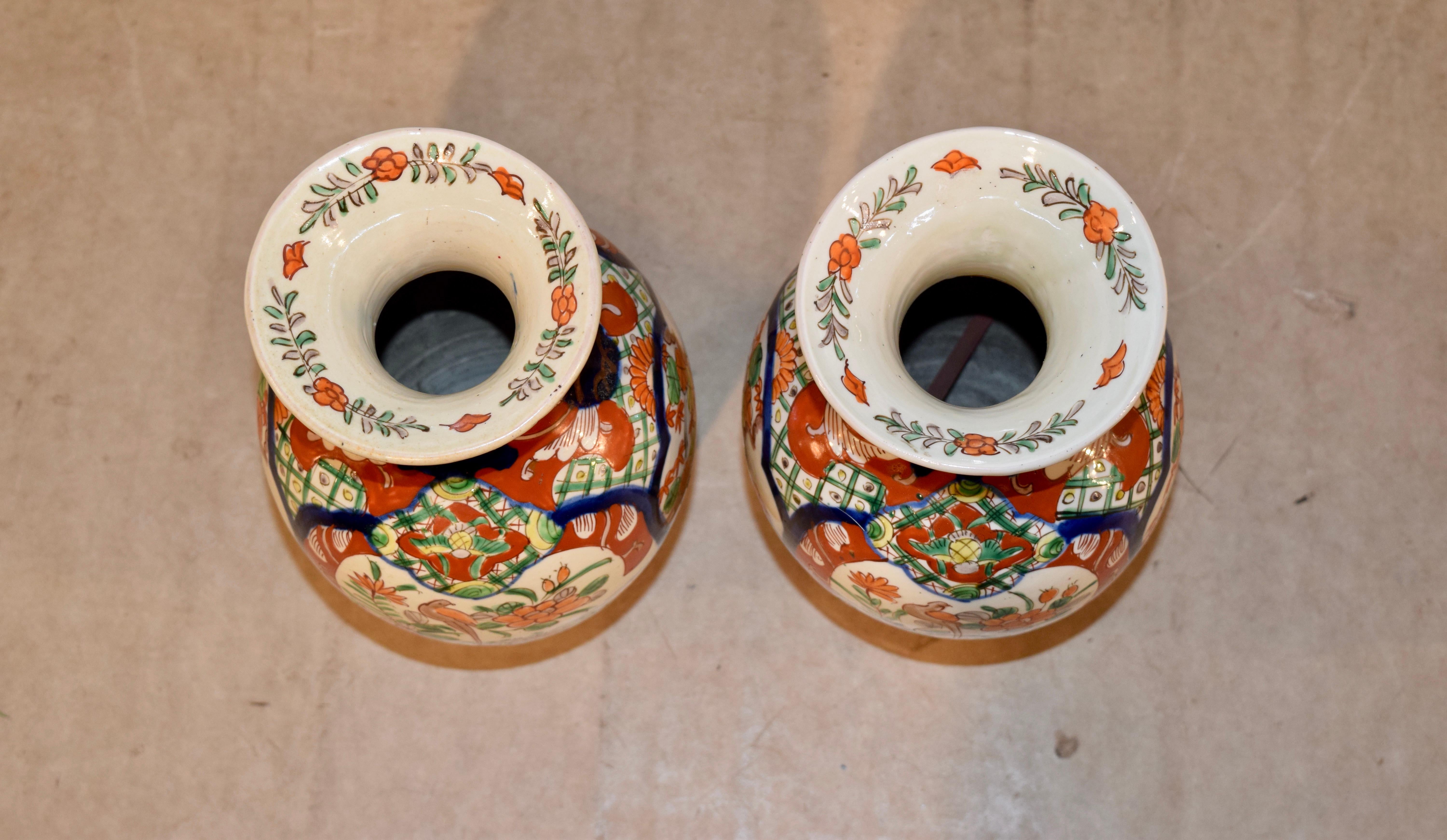 Porcelain Pair of 19th Century Imari Vases