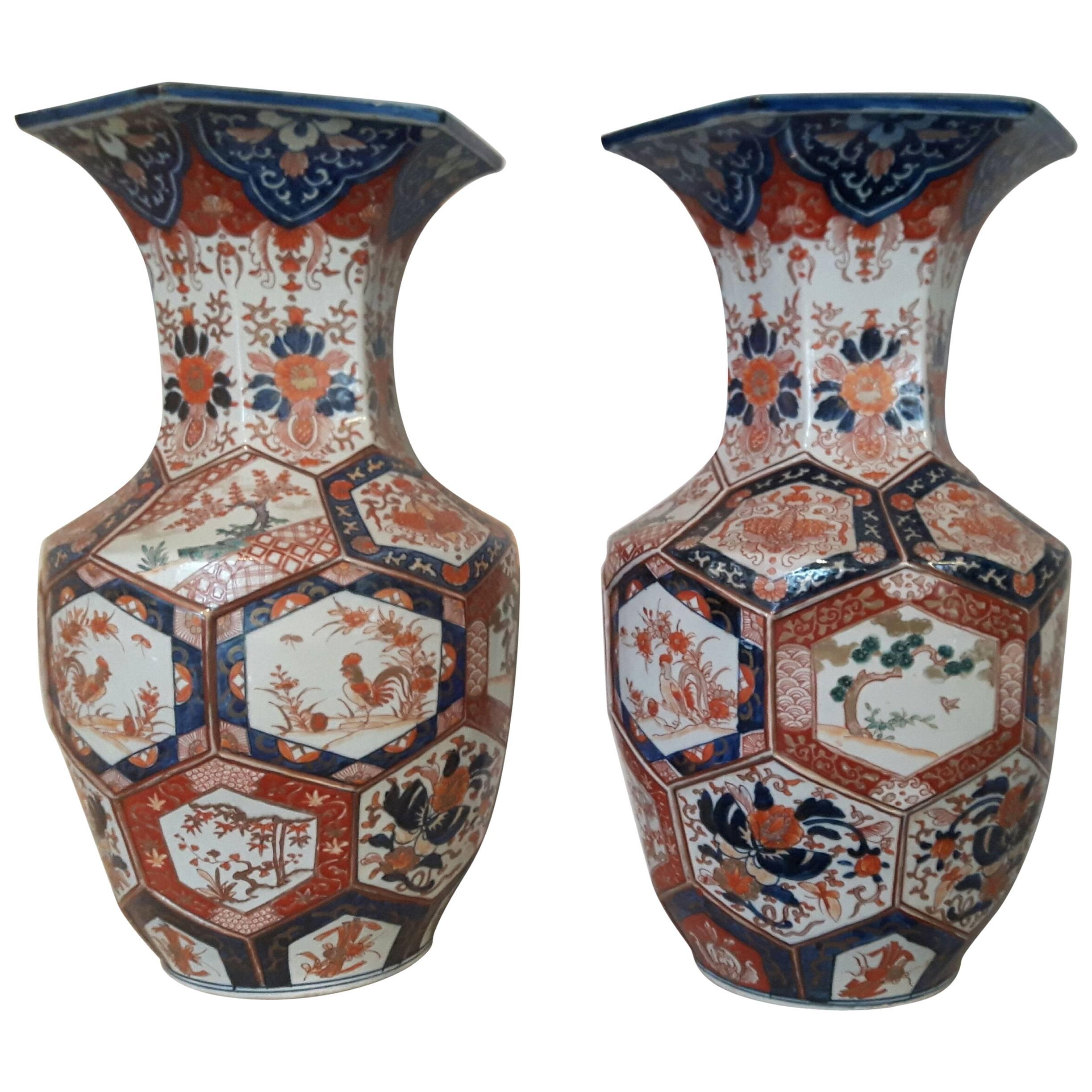 Paire de vases Imari du 19ème siècle