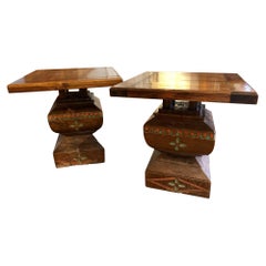 Pair of 19th Century Indonesian "Umpak" Column Base Side Tables