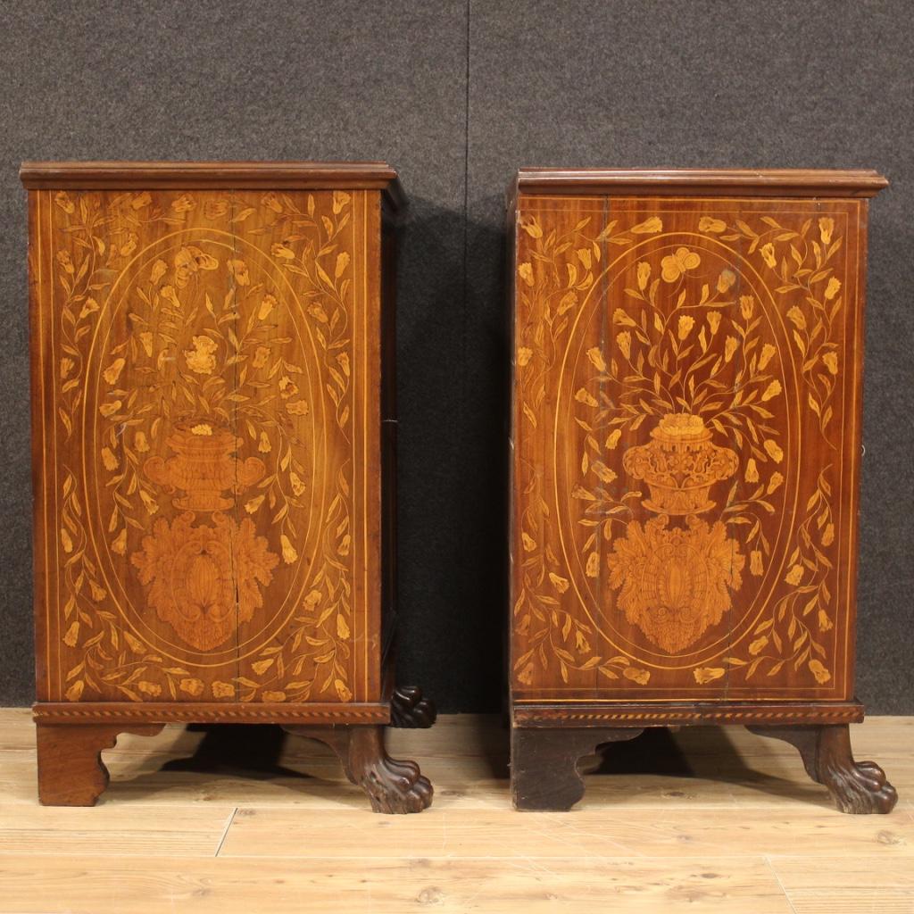 Pair of 19th Century Inlaid Wood Antique Dutch Nightstands, 1890 6